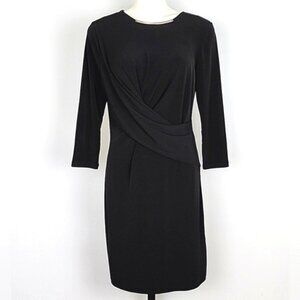 Michael Kors Women's Black Sheath Long Sleeves Dress Fold over Front Size Medium